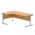 Astin Radial Left Hand Single Upright Desk 1800x1200x730mm Beech/Silver KF810786 KF810786