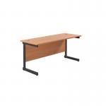 Jemini Rectangular Single Upright Cantilever Desk 1600x600x730mm Beech/Black KF810797 KF810797