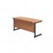 Jemini Rectangular Single Upright Cantilever Desk 1600x600x730mm Beech/Black KF810797 KF810797