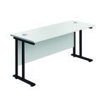Jemini Rectangular Double Upright Cantilever Desk 1400x600x730mm White/Black KF810803 KF810803