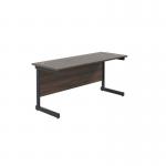 Jemini Rectangular Single Upright Cantilever Desk 1600x600x730mm Dark Walnut/Black KF810810 KF810810