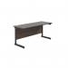 Jemini Rectangular Single Upright Cantilever Desk 1600x600x730mm Dark WalnutBlack KF810810 KF810810