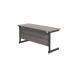 Jemini Rectangular Single Upright Cantilever Desk 1600x600x730mm Grey Oak/Black KF810827 KF810827