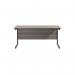 Jemini Rectangular Single Upright Cantilever Desk 1600x600x730mm Grey OakBlack KF810827 KF810827