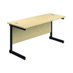Jemini Rectangular Single Upright Cantilever Desk 1600x600x730mm Maple/Black KF810834 KF810834