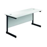 Jemini Rectangular Single Upright Cantilever Desk 1600x600x730mm White/Black KF810858 KF810858