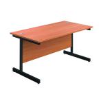 Jemini Rectangular Single Upright Cantilever Desk 1600x800x730mm Beech/Black KF810865 KF810865