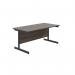 Jemini Rectangular Single Upright Cantilever Desk 1600x800x730mm Dark Walnut/Black KF810889 KF810889