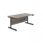 Jemini Rectangular Single Upright Cantilever Desk 1600x800x730mm Grey OakBlack KF810897 KF810896