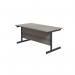 Jemini Rectangular Single Upright Cantilever Desk 1600x800x730mm Grey OakBlack KF810897 KF810896