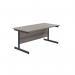 Jemini Rectangular Single Upright Cantilever Desk 1600x800x730mm Grey OakBlack KF810896 KF810896