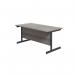 Jemini Rectangular Single Upright Cantilever Desk 1600x800x730mm Grey OakBlack KF810896 KF810896