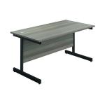 Jemini Rectangular Single Upright Cantilever Desk 1600x800x730mm Grey Oak/Black KF810897 KF810896