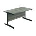 Jemini Rectangular Single Upright Cantilever Desk 1600x800x730mm Grey Oak/Black KF810897 KF810896