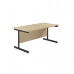 Jemini Rectangular Single Upright Cantilever Desk 1600x800x730mm Maple/Black KF810903 KF810902