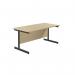 Jemini Rectangular Single Upright Cantilever Desk 1600x800x730mm Maple/Black KF810903 KF810902