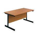 Jemini Rectangular Single Upright Cantilever Desk 1600x800x730mm Nova Oak/Black KF810920 KF810919