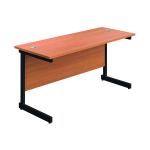 Jemini Rectangular Single Upright Cantilever Desk 1800x600x730mm Beech/Black KF810934 KF810933
