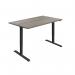 Jemini Single Motor Sit/Stand Desk with Cable Ports 1200x800x730-1220mm Grey Oak/Black KF810958 KF810958