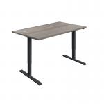 Jemini Single Motor SitStand Desk with Cable Ports 1200x800x730-1220mm Grey OakBlack KF810958 KF810958