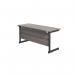 Jemini Rectangular Single Upright Cantilever Desk 1800x600x730mm Grey OakBlack KF810964 KF810964