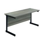 Jemini Rectangular Single Upright Cantilever Desk 1800x600x730mm Grey Oak/Black KF810965 KF810964