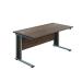 Jemini Double Upright Wooden Insert Rectangular Desk 800x600mm Dark Walnut/Silver KF811428