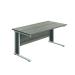 Jemini Double Upright Wooden Insert Rectangular Desk 1400x600mm Grey Oak/White KF811688