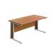 Jemini Double Upright Wooden Insert Rectangular Desk 1400x600mm Nova Oak/White KF811695