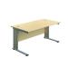 Jemini Double Upright Wooden Insert Rectangular Desk 1800x600mm Maple/Silver KF811893