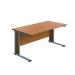 Jemini Double Upright Wooden Insert Rectangular Desk 1800x800mm Nova Oak/Silver KF812487