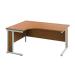 Jemini Double Upright Wooden Insert Left Hand Radial Desk 1600x1200mm Nova Oak/White KF812968