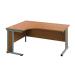 Jemini Double Upright Wooden Insert Left Hand Radial Desk 1800x1200mm Nova Oak/Silver KF813088