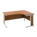 Jemini Double Upright Wooden Insert Right Hand Radial Desk 1800x1200mm Nova Oak/White KF813262