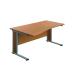 Jemini Double Upright Wooden Insert Left Hand Wave Desk 1600x1000mm Nova Oak/Silver KF813569
