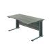 Jemini Double Upright Wooden Insert Right Hand Wave Desk 1600x1000mm Grey Oak/Silver KF813613