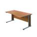 Jemini Double Upright Wooden Insert Right Hand Wave Desk 1600x1000mm Nova Oak/Silver KF813620