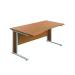 Jemini Double Upright Wooden Insert Left Hand Wave Desk 1600x1000mm Nova Oak/White KF813682