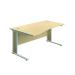 Jemini Double Upright Wooden Insert Left Hand Wave Desk 1600x1000mm Maple/White KF813705