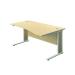 Jemini Double Upright Wooden Insert Right Hand Wave Desk 1600x1000mm Maple/White KF813767