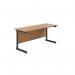 Jemini Rectangular Single Upright Cantilever Desk 1800x600x730mm Nova Oak/Black KF815143 KF815143