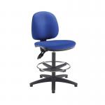 A sleek blue draughtsman chair with adjustable footrest and medium back. The sturdy frame measures 700x700x840-970mm. Designed with comfort and functionality in mind, this chair is perfect for long hours of drafting work.