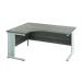 Jemini Double Upright Metal Insert Left Hand Wave Desk 1800x1200mm Grey Oak/White KF815670
