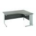 Jemini Double Upright Metal Insert Right Hand Wave Desk 1800x1200mm Grey Oak/White KF815732