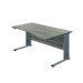 Jemini Double Upright Metal Insert Right Hand Wave Desk 1600x1000mm Grey Oak/Silver KF816097
