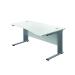 Jemini Double Upright Metal Insert Right Hand Wave Desk 1600x1000mm White/Silver KF816111