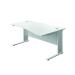 Jemini Double Upright Metal Insert Right Hand Wave Desk 1600x1000mm White/White KF816234