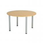 Jemini Circular Meeting Table 1200x1200x730mm Nova OakSilver KF816585 KF816585