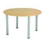 Jemini Circular Meeting Table 1200x1200x730mm Nova Oak/Silver KF816585 KF816585