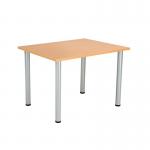 Jemini Rectangular Meeting Table 1200x800x730mm Beech/Silver KF816592 KF816592